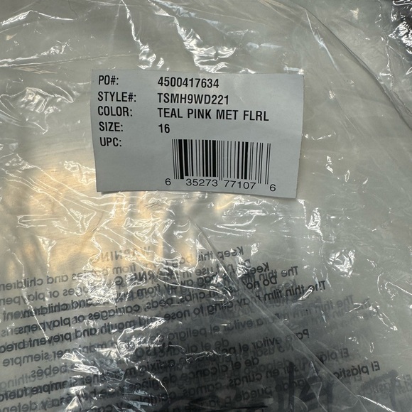 Tahari Teal floral midi dress size 16 e103-15 with tags - Picture 5 of 8